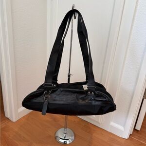 Sarah Pacini Black Shoulder Bag with Exposed Silver Zipper